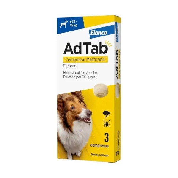 Elanco AdTab compresse masticabili per cani 22-45 kg  3 compresse (900 mg)